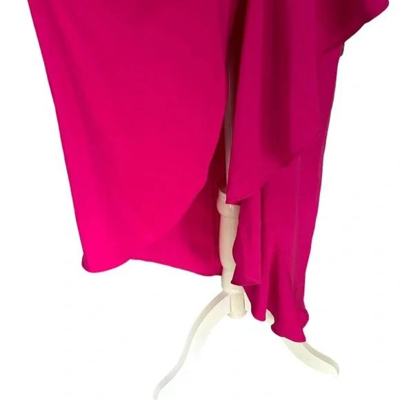 Lovers + Friends Claire Very Berry Pink Asymmetrical Bodycon Midi Maxi Dress - L - Picture 7 of 15